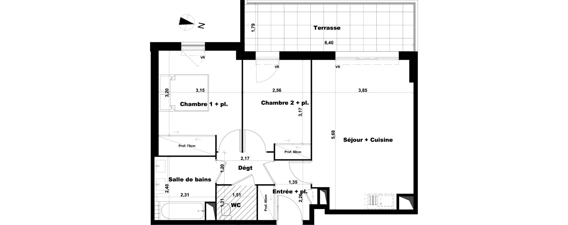 Appartement T3 de 56,06 m2 &agrave; Marseille Saint-julien (12eme)