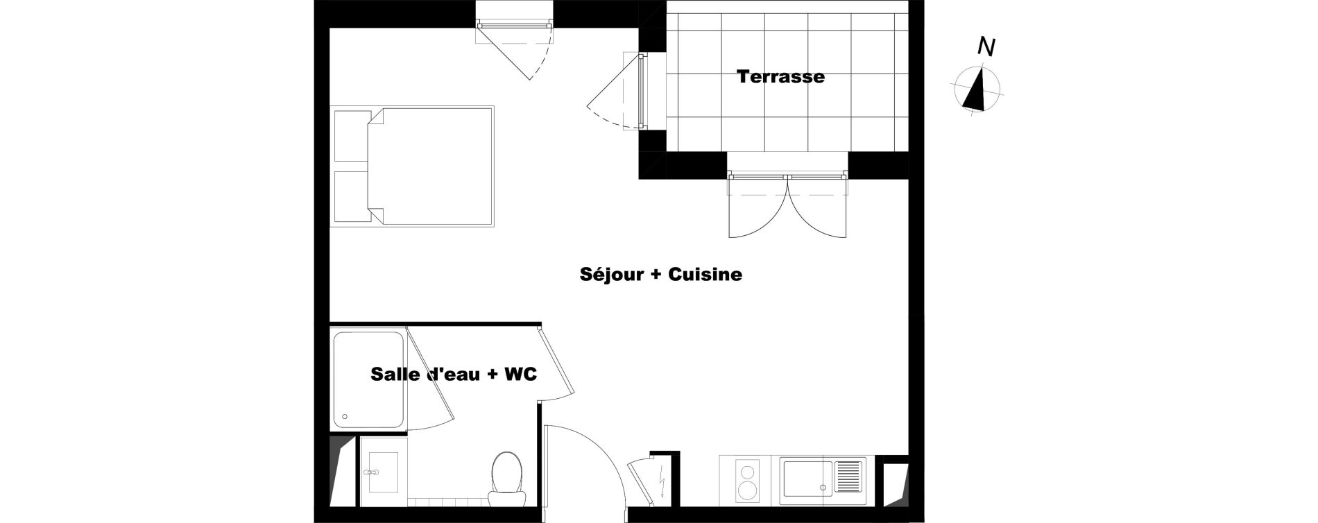 Appartement T1 de 30,60 m2 &agrave; Marseille Saint-julien (12eme)