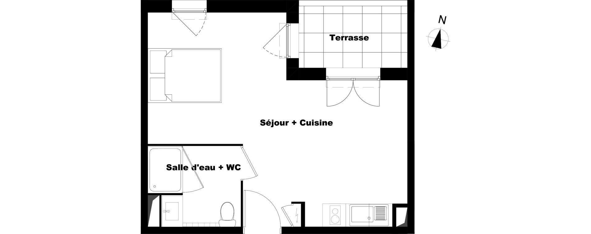 Appartement T1 de 30,61 m2 &agrave; Marseille Saint-julien (12eme)