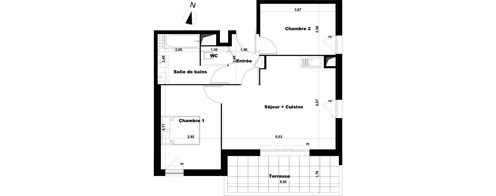 Appartement T3 de 54,24 m2 &agrave; Marseille Saint-julien (12eme)