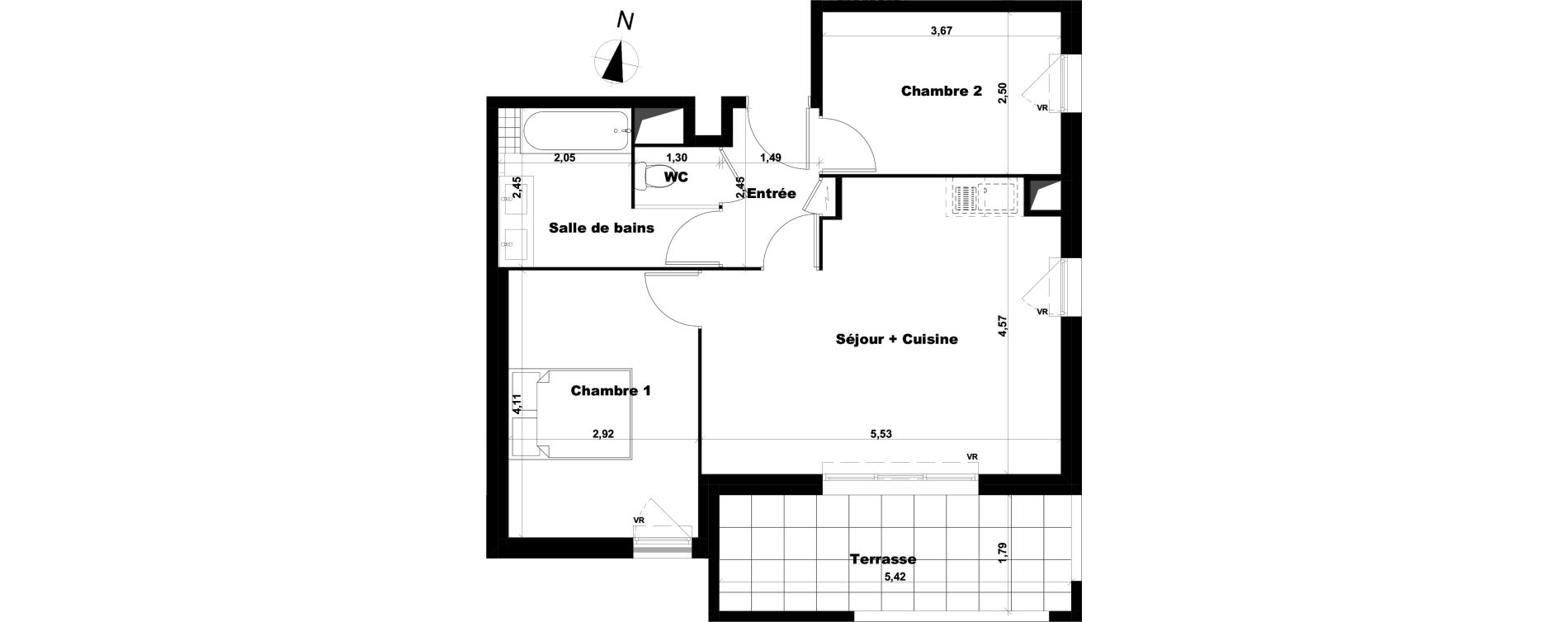 Appartement T3 de 54,24 m2 &agrave; Marseille Saint-julien (12eme)