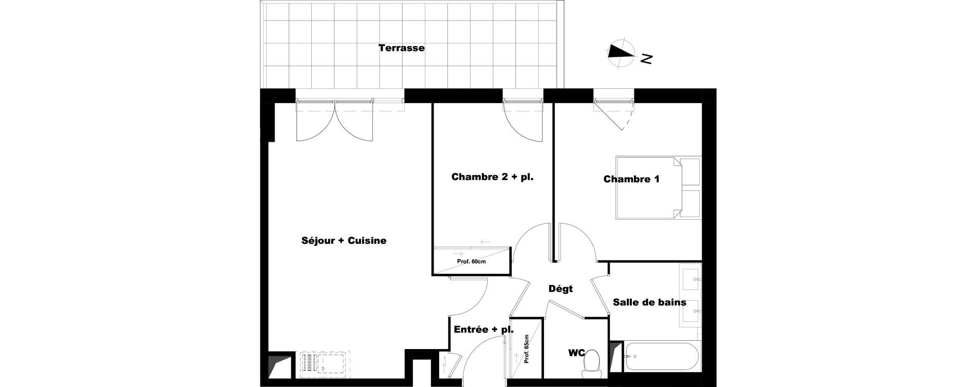 Appartement T3 de 55,38 m2 &agrave; Marseille Saint-julien (12eme)