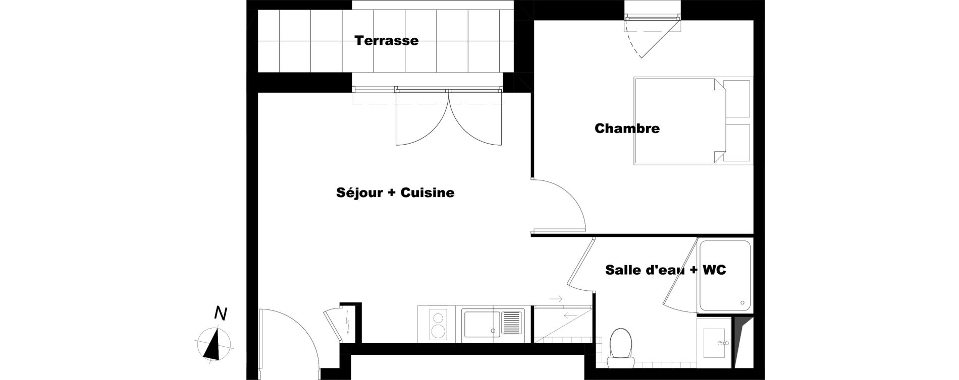Appartement T2 de 36,06 m2 &agrave; Marseille Saint-julien (12eme)