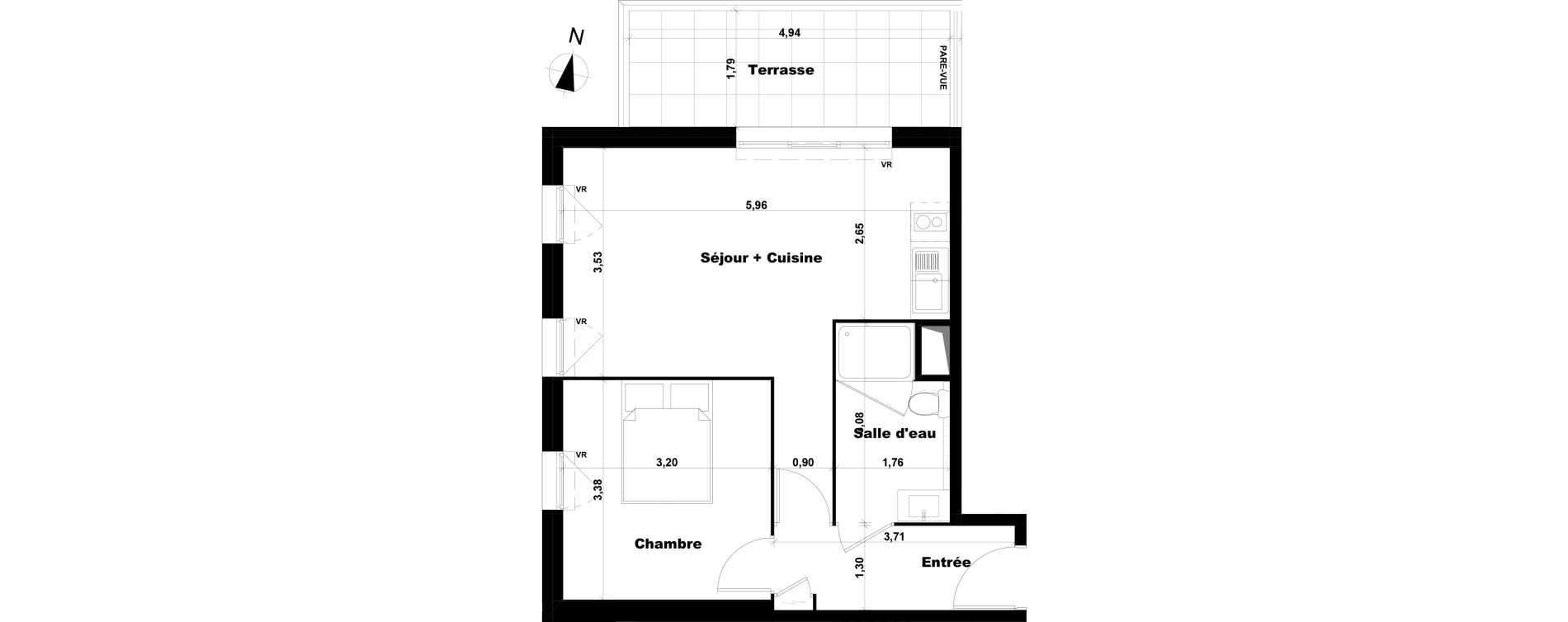 Appartement T2 de 42,16 m2 &agrave; Marseille Saint-julien (12eme)