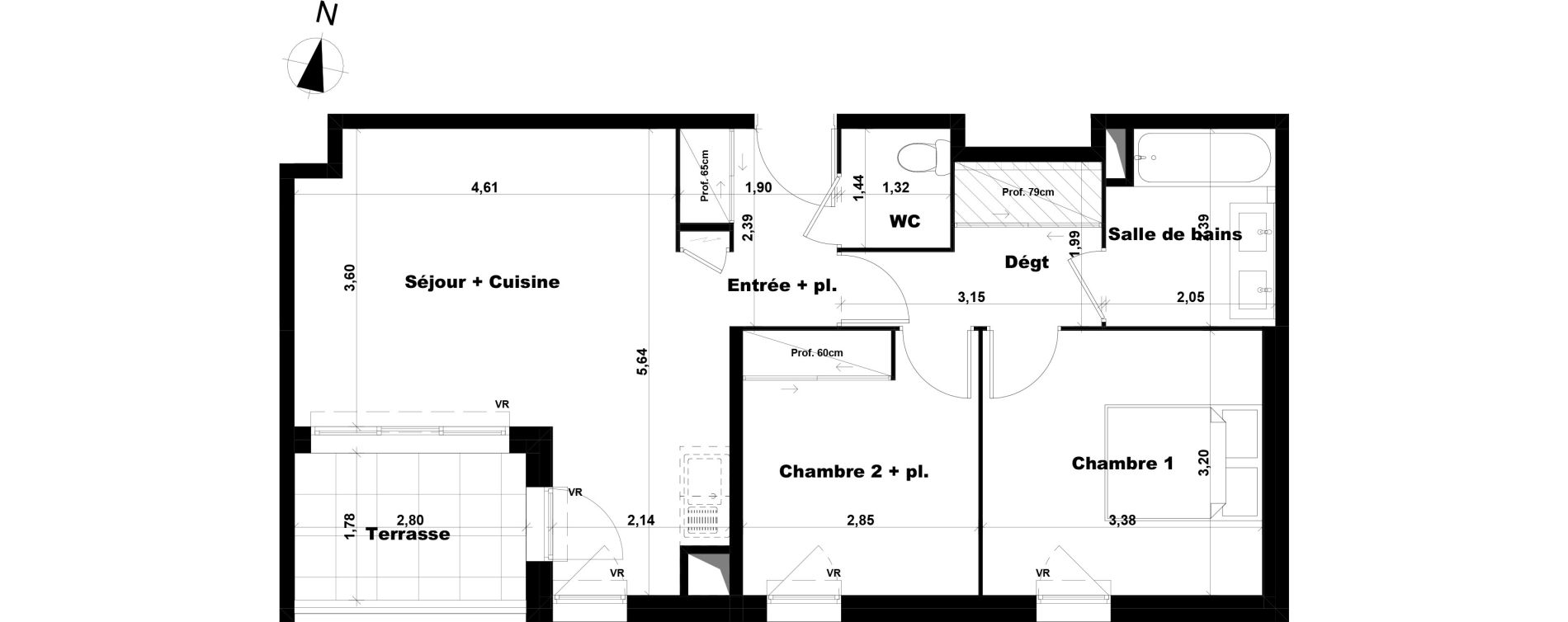 Appartement T3 de 56,68 m2 &agrave; Marseille Saint-julien (12eme)