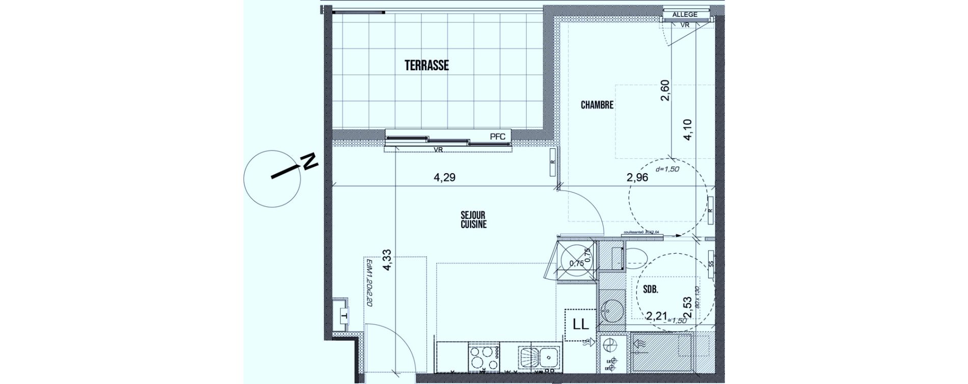 Appartement T2 de 36,90 m2 &agrave; Marseille Les caillols (12eme)