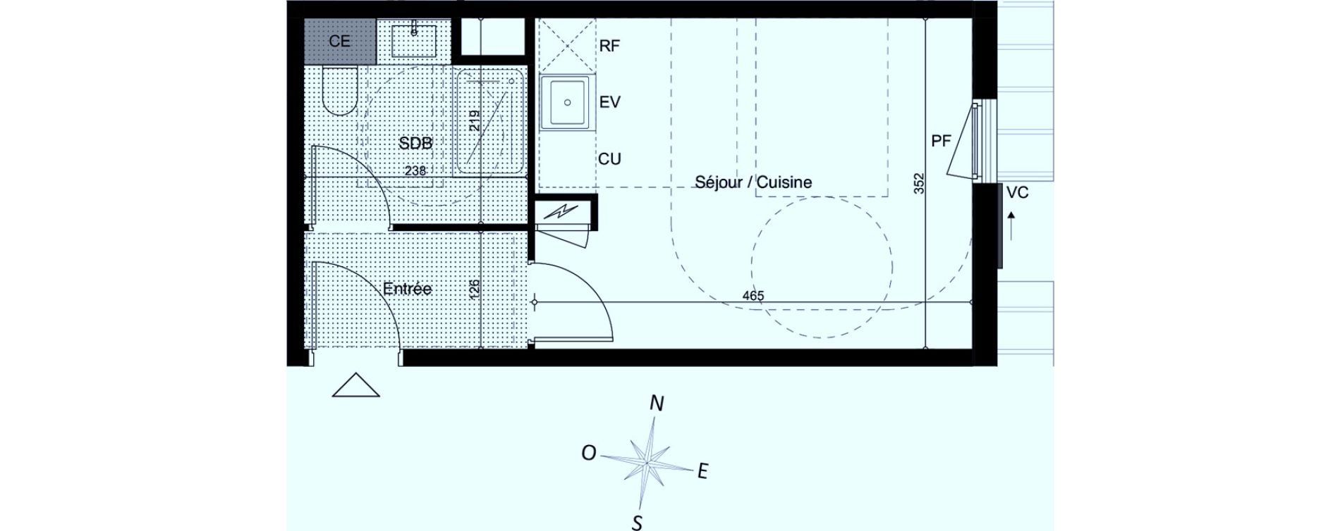 Appartement T1 de 23,90 m2 &agrave; Marseille Saint-giniez (8eme)