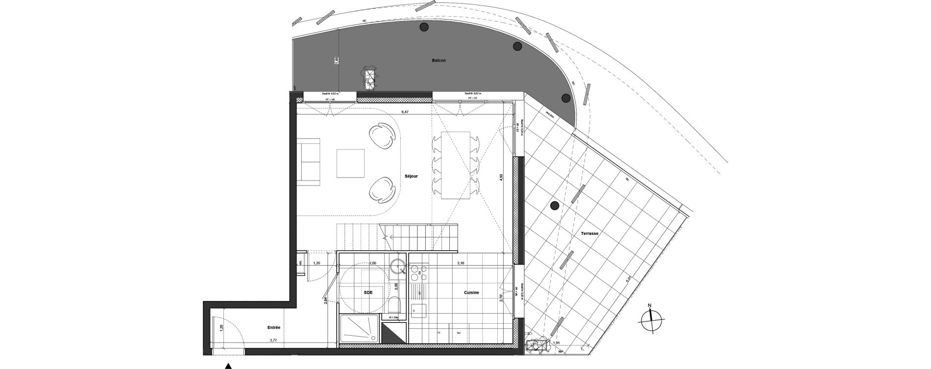 Duplex T3 de 77,40 m2 &agrave; Marseille Sainte-anne (8eme)