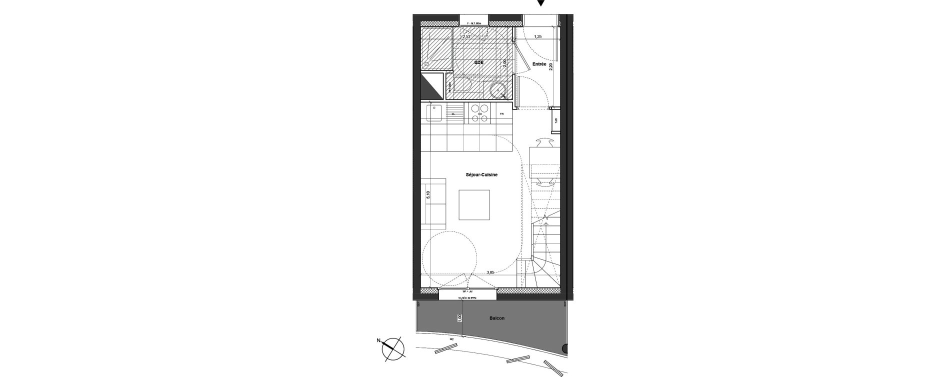 Duplex T2 de 46,50 m2 &agrave; Marseille Sainte-anne (8eme)