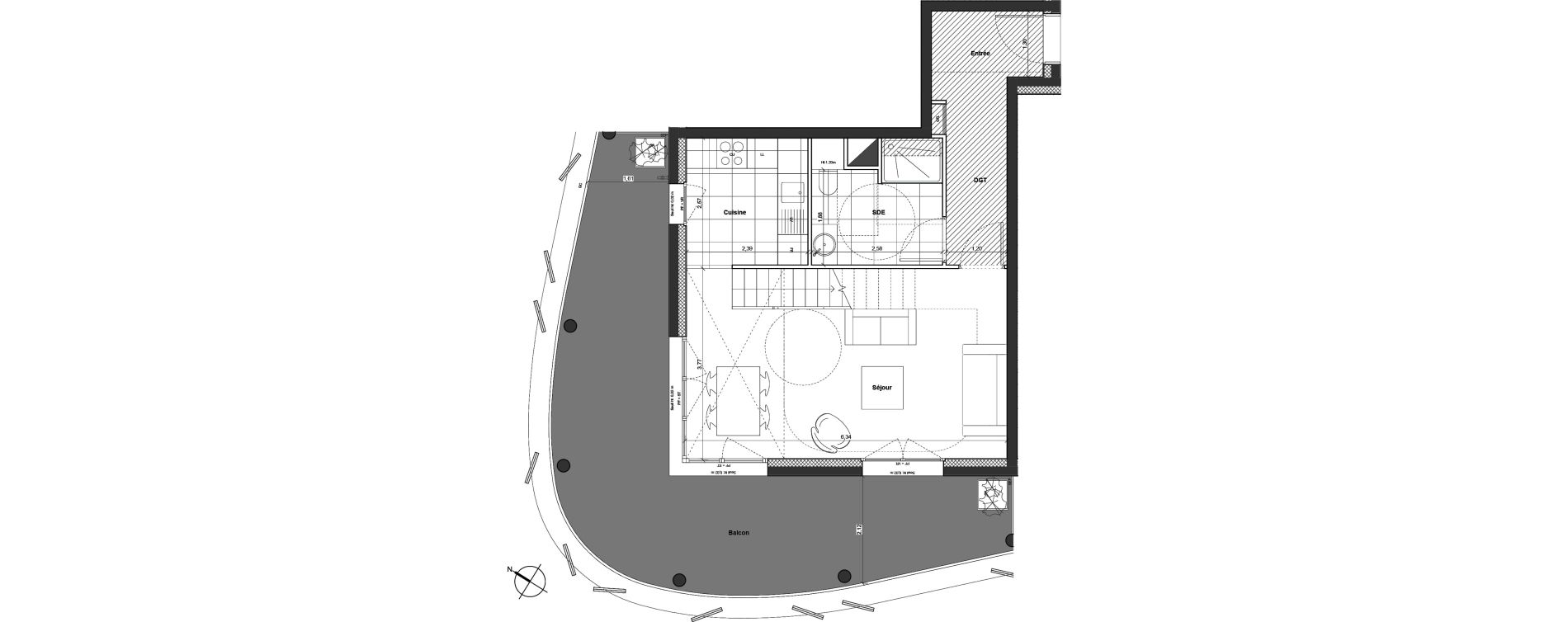 Duplex T4 de 84,90 m2 &agrave; Marseille Sainte-anne (8eme)