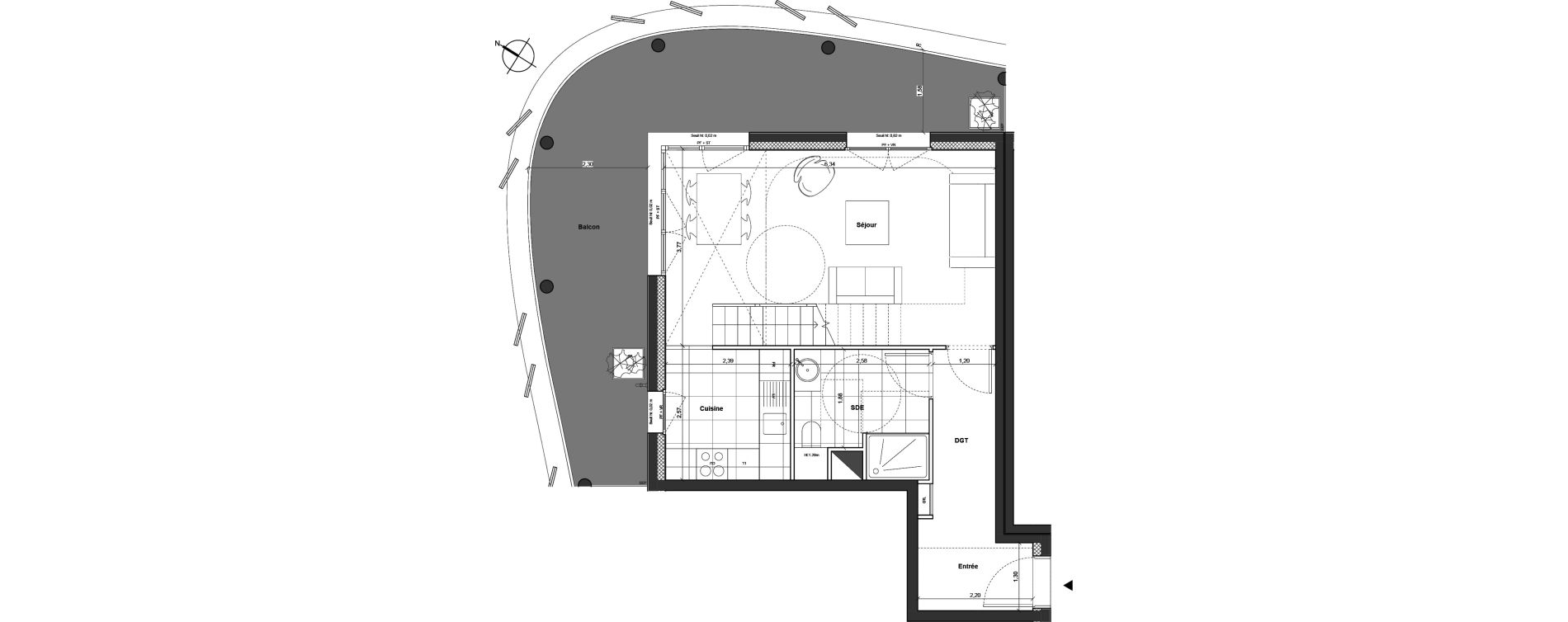 Duplex T3 de 69,00 m2 &agrave; Marseille Sainte-anne (8eme)