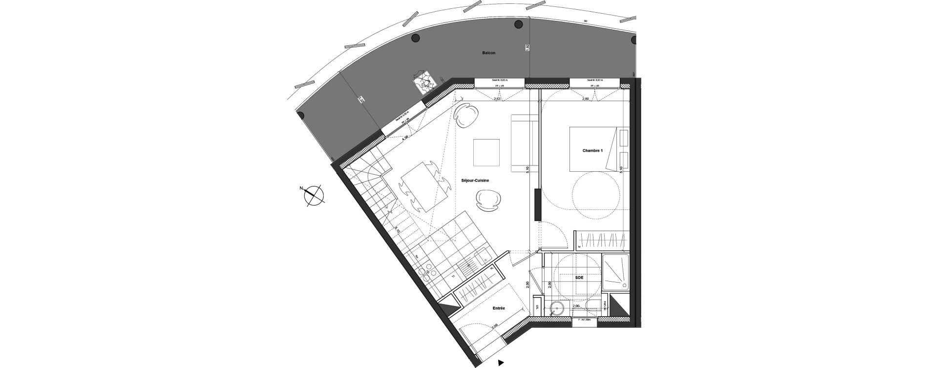 Duplex T4 de 89,60 m2 &agrave; Marseille Sainte-anne (8eme)