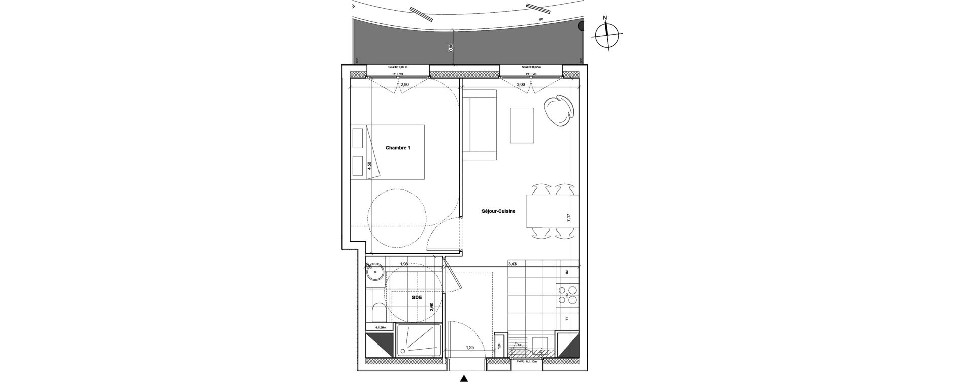 Appartement T2 de 38,80 m2 &agrave; Marseille Sainte-anne (8eme)