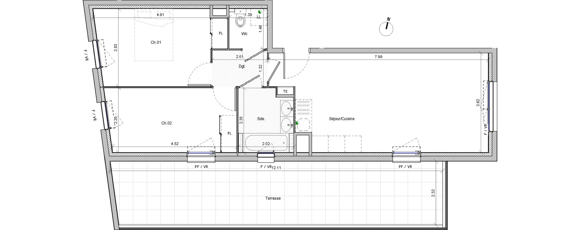 Appartement T3 de 58,65 m2 &agrave; Marseille Beaumont (12eme)