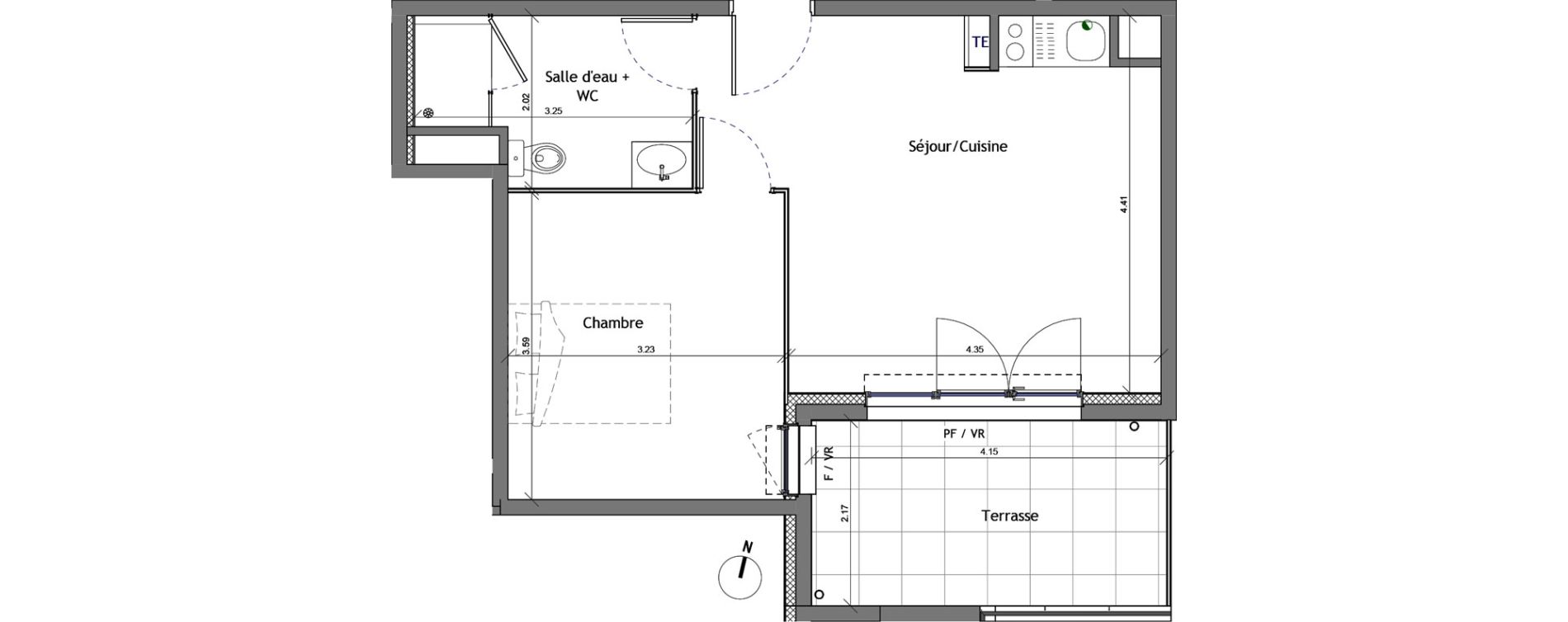 Appartement T2 de 38,11 m2 &agrave; Marseille Beaumont (12eme)