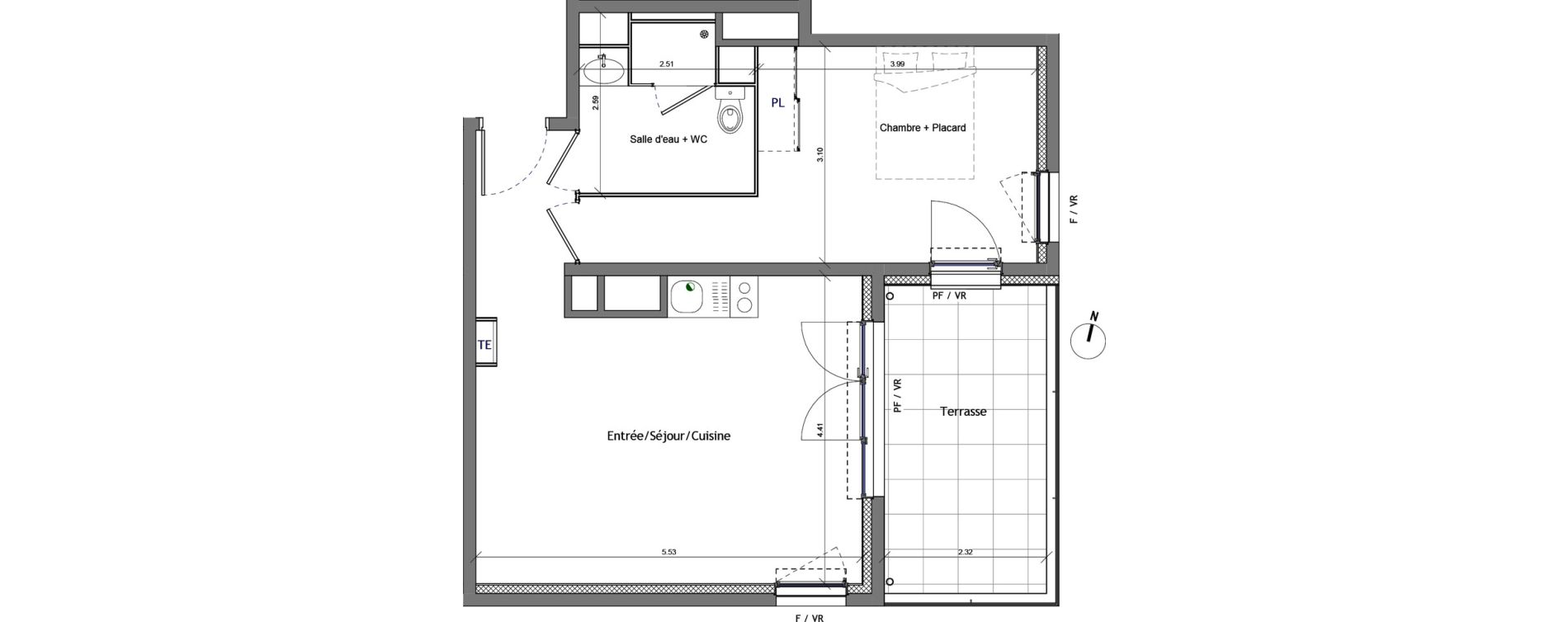 Appartement T2 de 46,70 m2 &agrave; Marseille Beaumont (12eme)