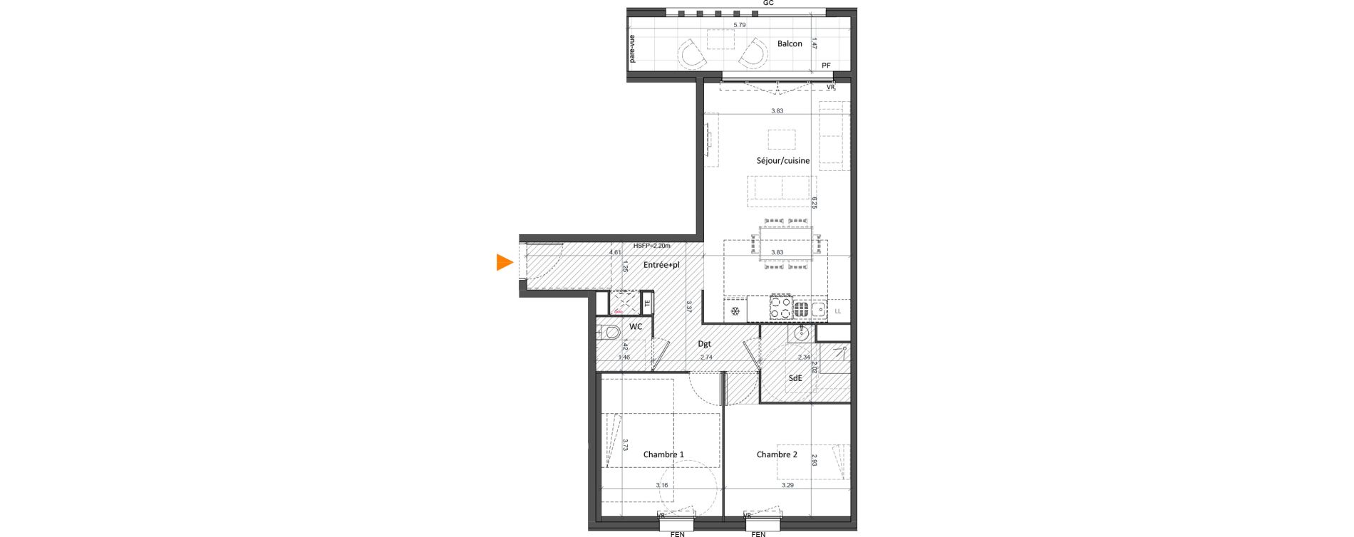 Appartement T3 de 63,17 m2 &agrave; Marseille Les fabriques (15 eme)