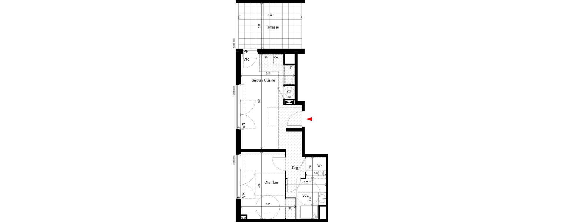 Appartement T2 de 42,69 m2 &agrave; Marseille Saint-loup (10eme)