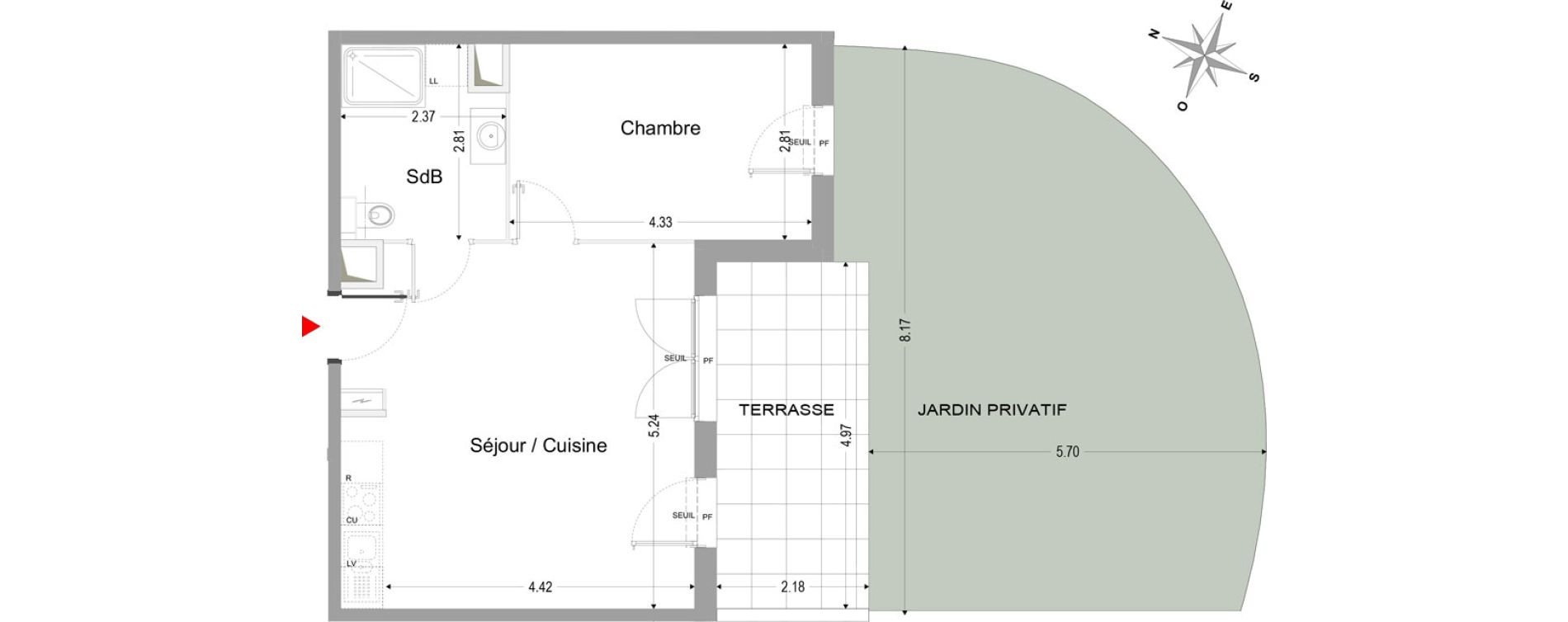 Appartement T2 de 44,20 m2 &agrave; Marseille Vieille chapelle (8eme)