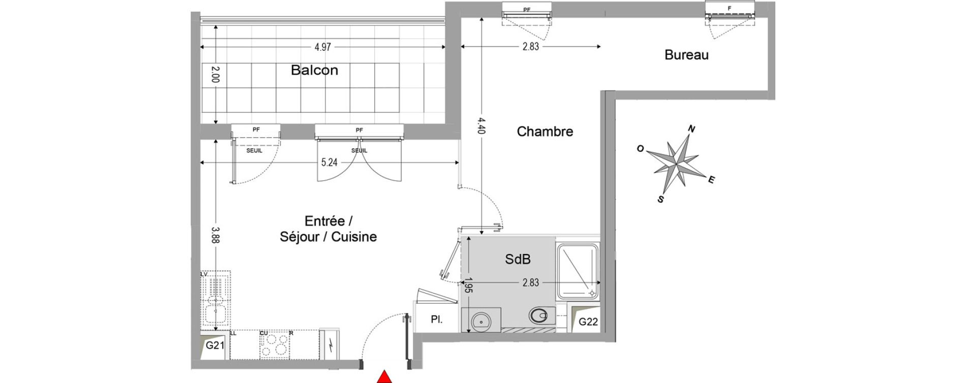 Appartement T2 de 44,74 m2 &agrave; Marseille Vieille chapelle (8eme)
