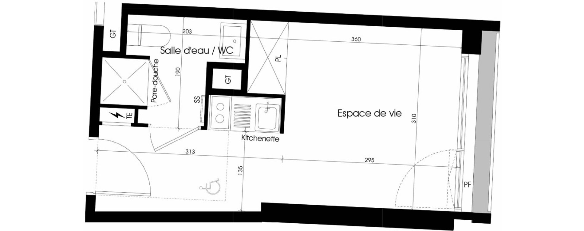Appartement T1 meubl&eacute; de 18,29 m2 &agrave; Marseille Cinq avenues (4eme)