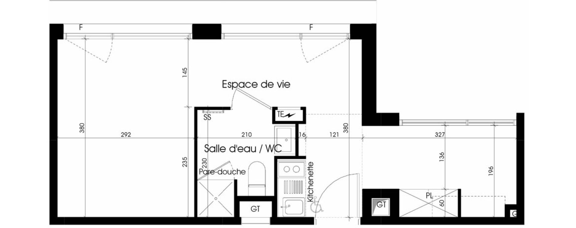 Appartement T1 meubl&eacute; de 29,52 m2 &agrave; Marseille Cinq avenues (4eme)