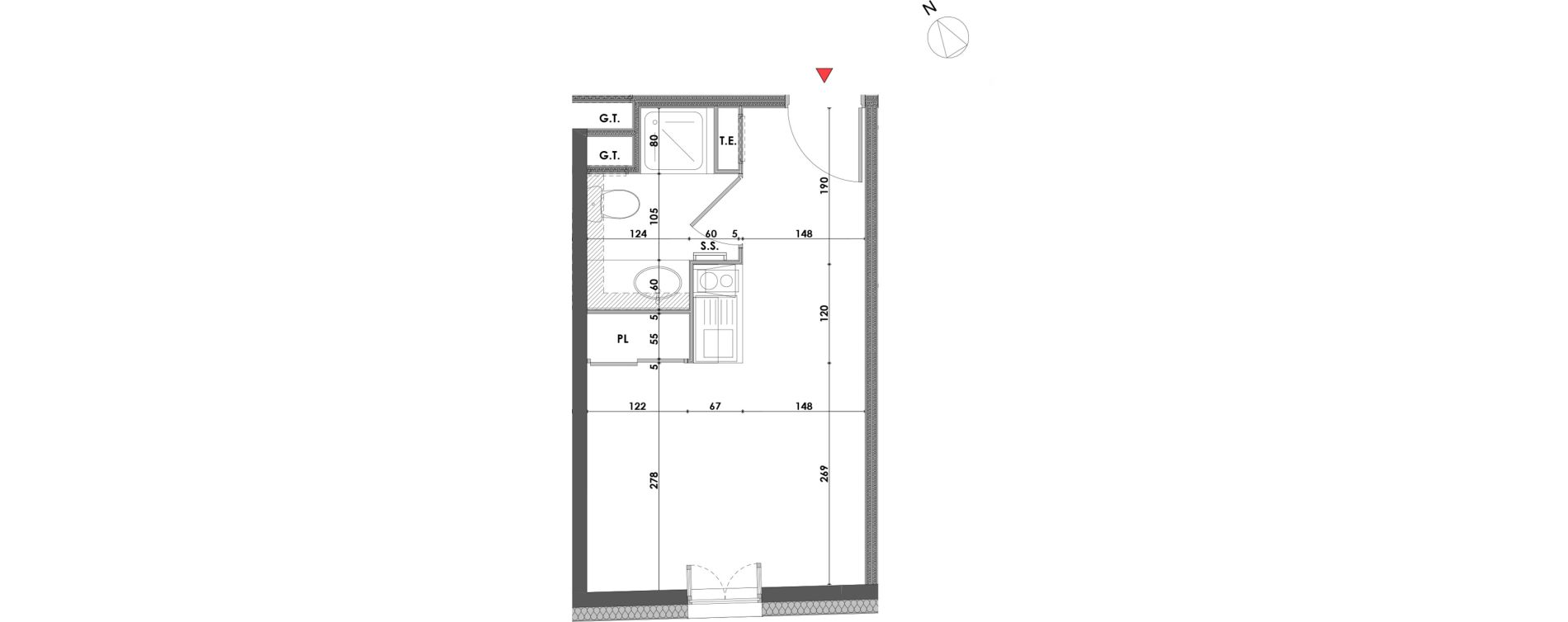 Appartement T1 de 18,70 m2 &agrave; Marseille Saint-pierre (5eme)