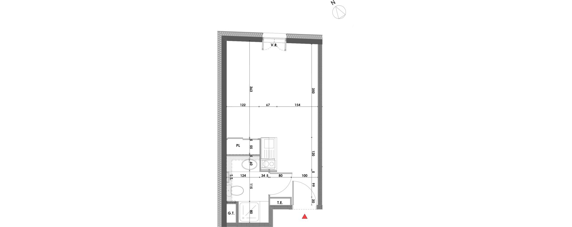 Appartement T1 de 21,10 m2 &agrave; Marseille Saint-pierre (5eme)