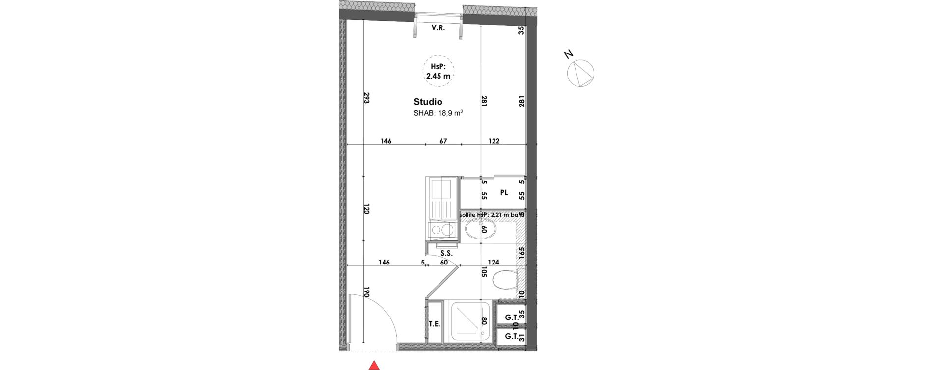 Appartement T1 de 18,90 m2 &agrave; Marseille Saint-pierre (5eme)