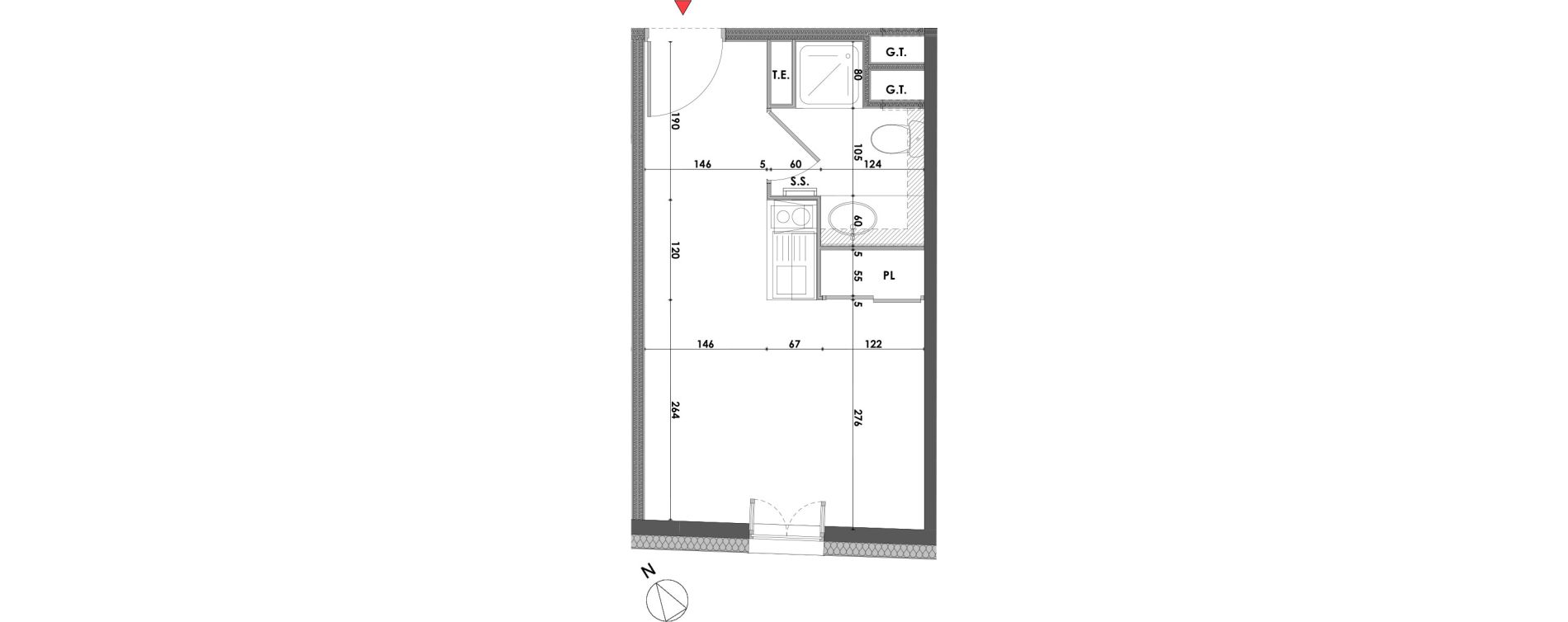 Appartement T1 de 18,18 m2 &agrave; Marseille Saint-pierre (5eme)