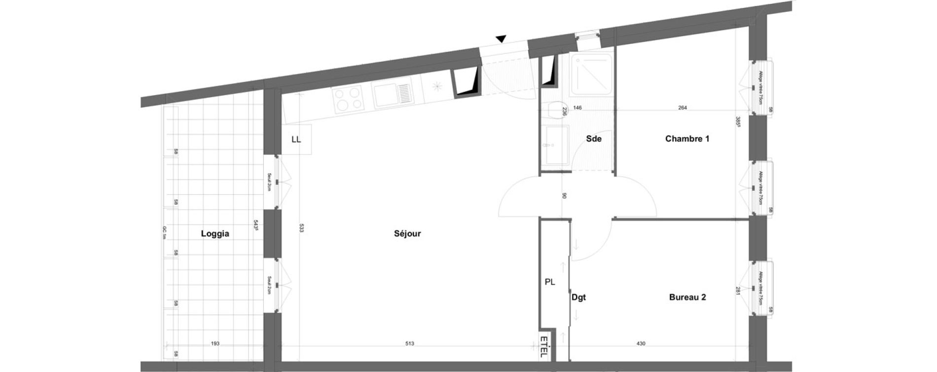 Appartement T3 de 54,66 m2 &agrave; Marseille Cap pinede (15eme)