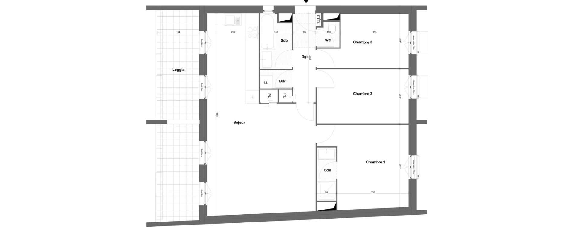 Appartement T4 de 83,02 m2 &agrave; Marseille Cap pinede (15eme)