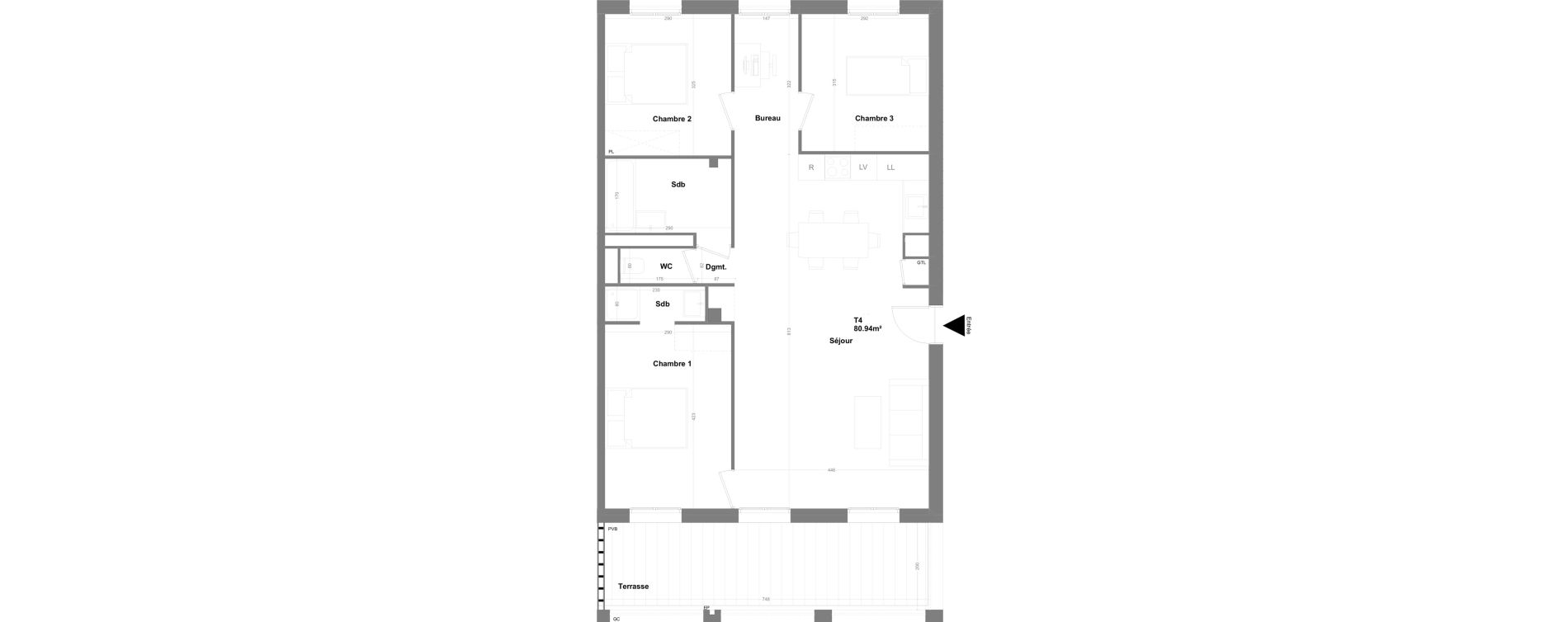 Appartement T4 de 80,94 m2 &agrave; Marseille Cap pinede (15eme)