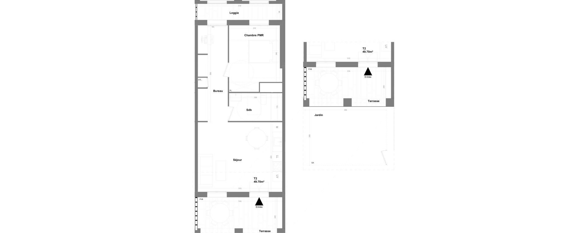 Appartement T2 de 49,70 m2 &agrave; Marseille Cap pinede (15eme)