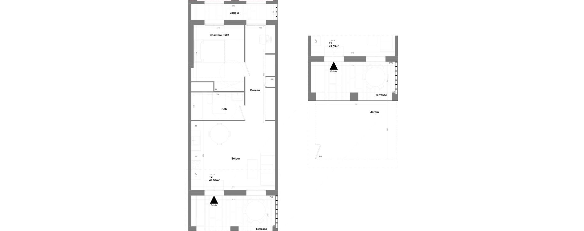 Appartement T2 de 49,59 m2 &agrave; Marseille Cap pinede (15eme)