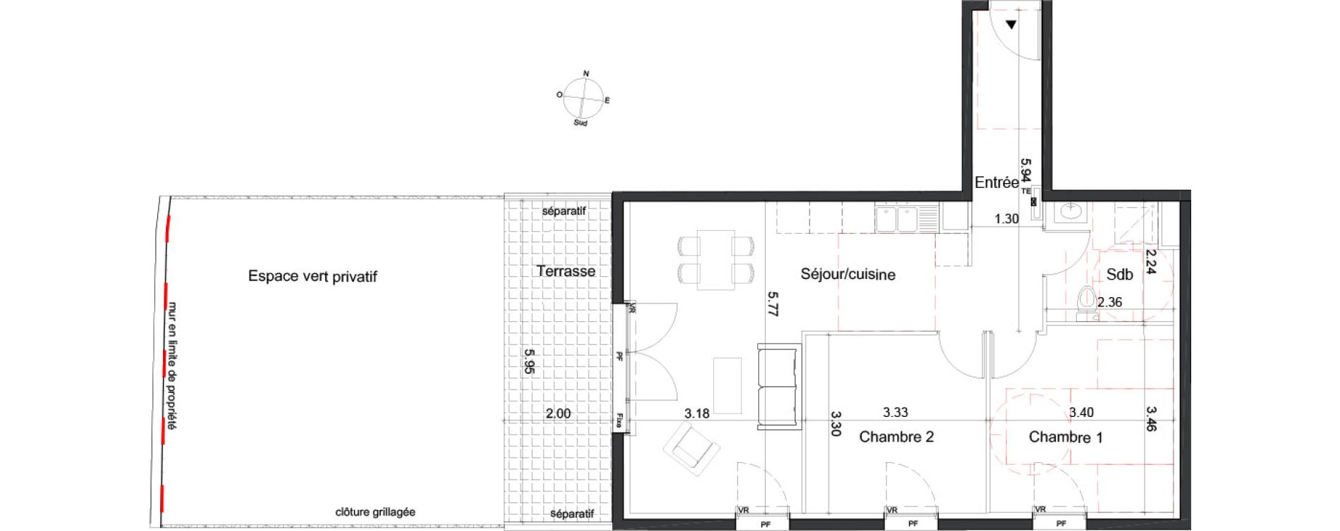 Appartement T3 de 60,65 m2 &agrave; Marseille La timone (10eme)