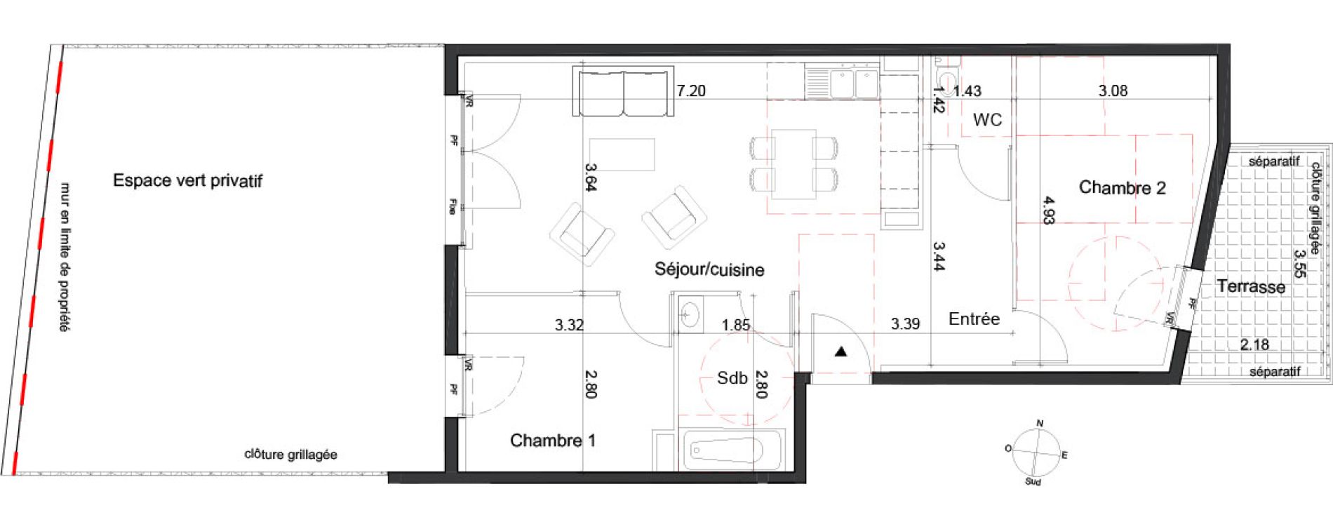 Appartement T3 de 63,36 m2 &agrave; Marseille La timone (10eme)