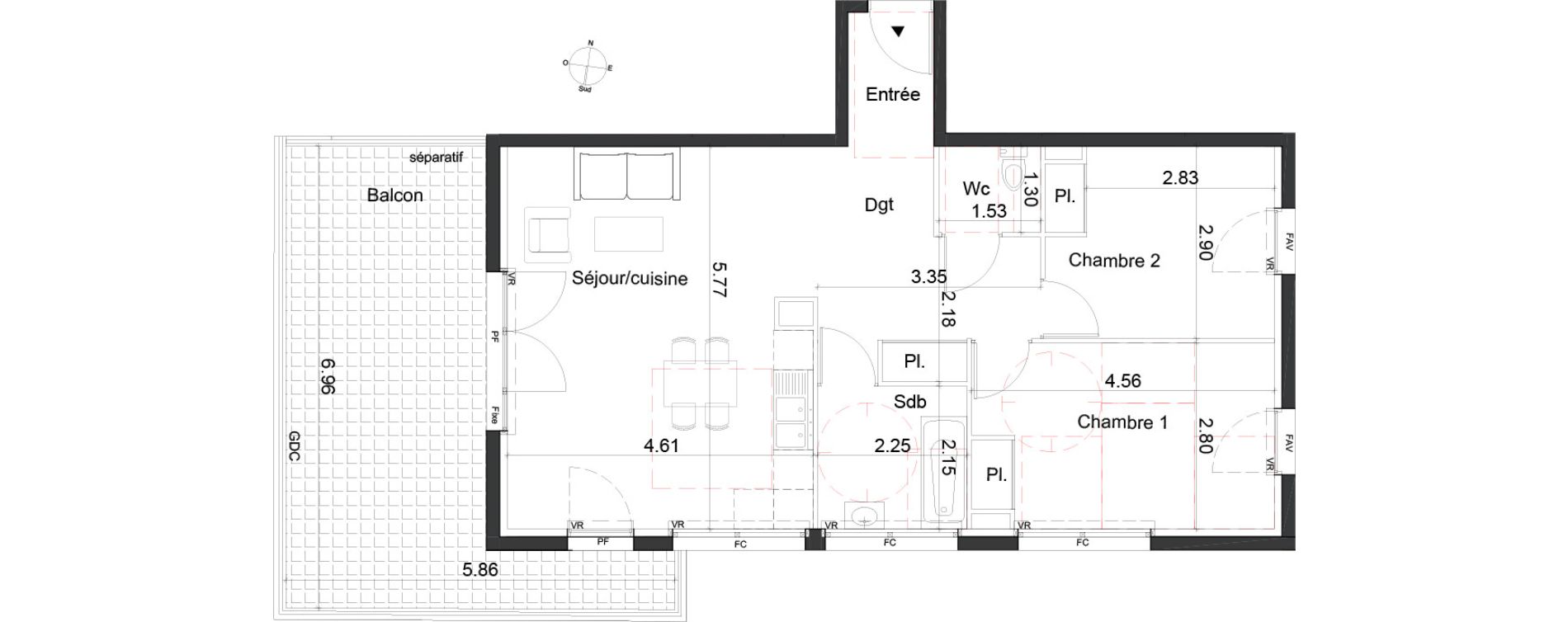 Appartement T3 de 67,14 m2 &agrave; Marseille La timone (10eme)