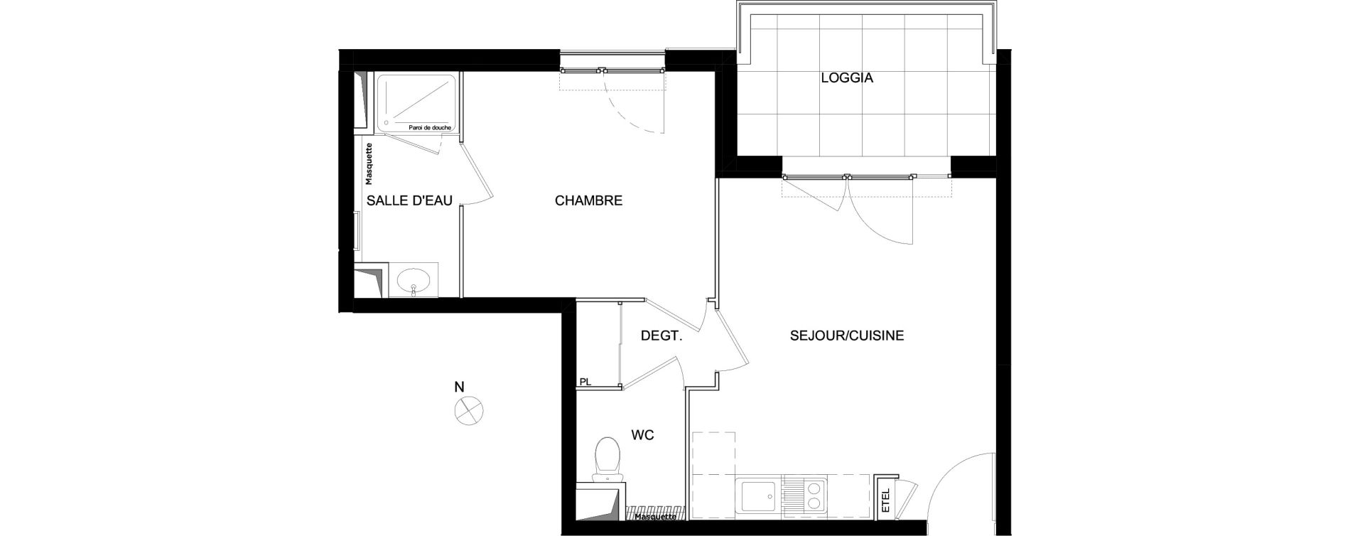 Appartement T2 de 40,04 m2 &agrave; Marseille Saint-loup (10eme)