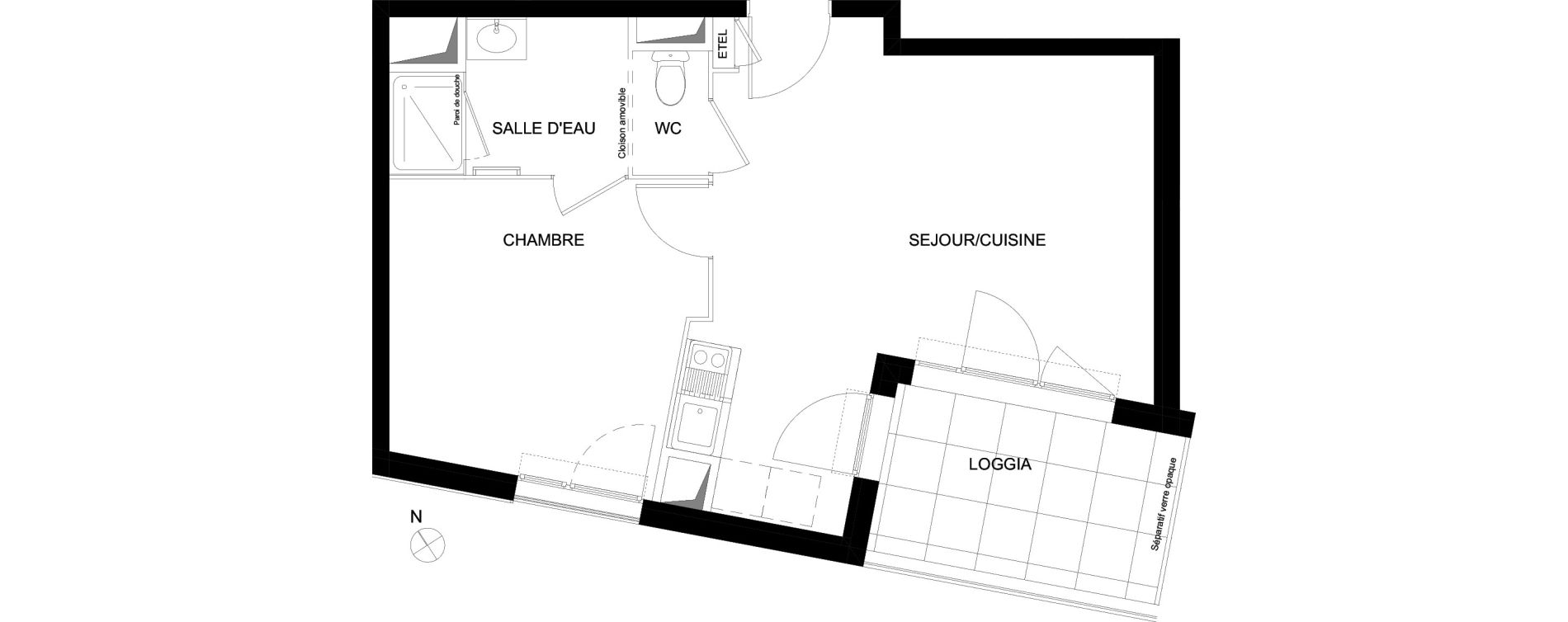 Appartement T2 de 42,18 m2 &agrave; Marseille Saint-loup (10eme)