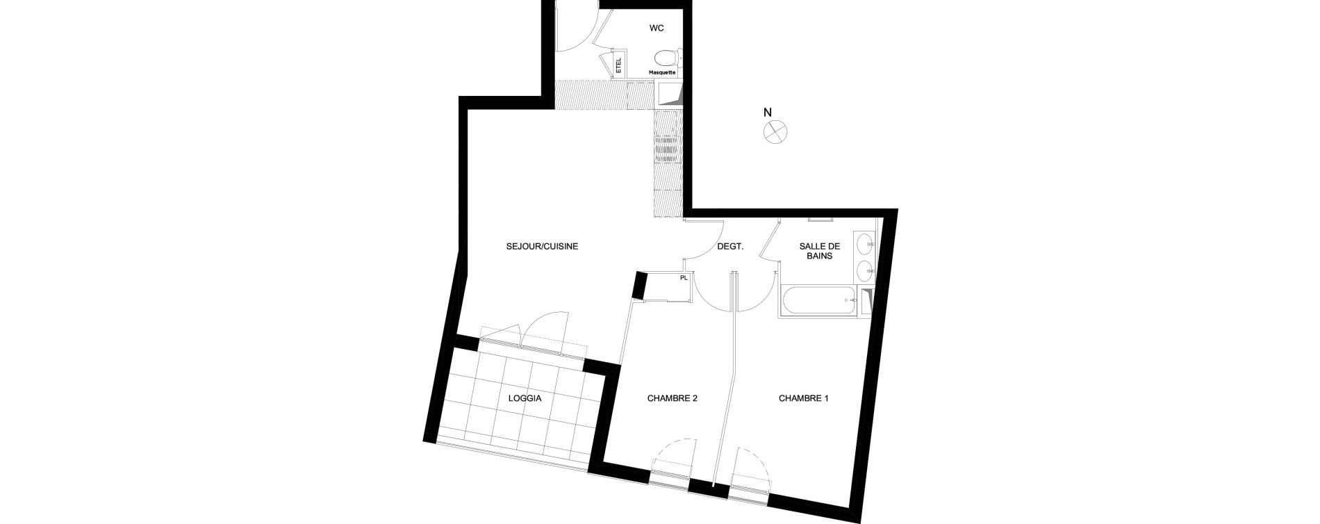 Appartement T3 de 60,18 m2 &agrave; Marseille Saint-loup (10eme)