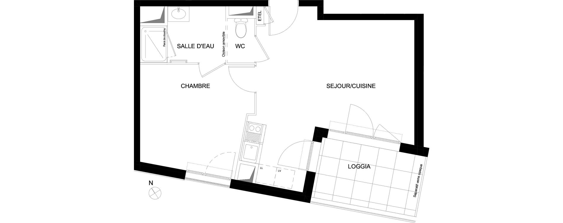 Appartement T2 de 42,18 m2 &agrave; Marseille Saint-loup (10eme)