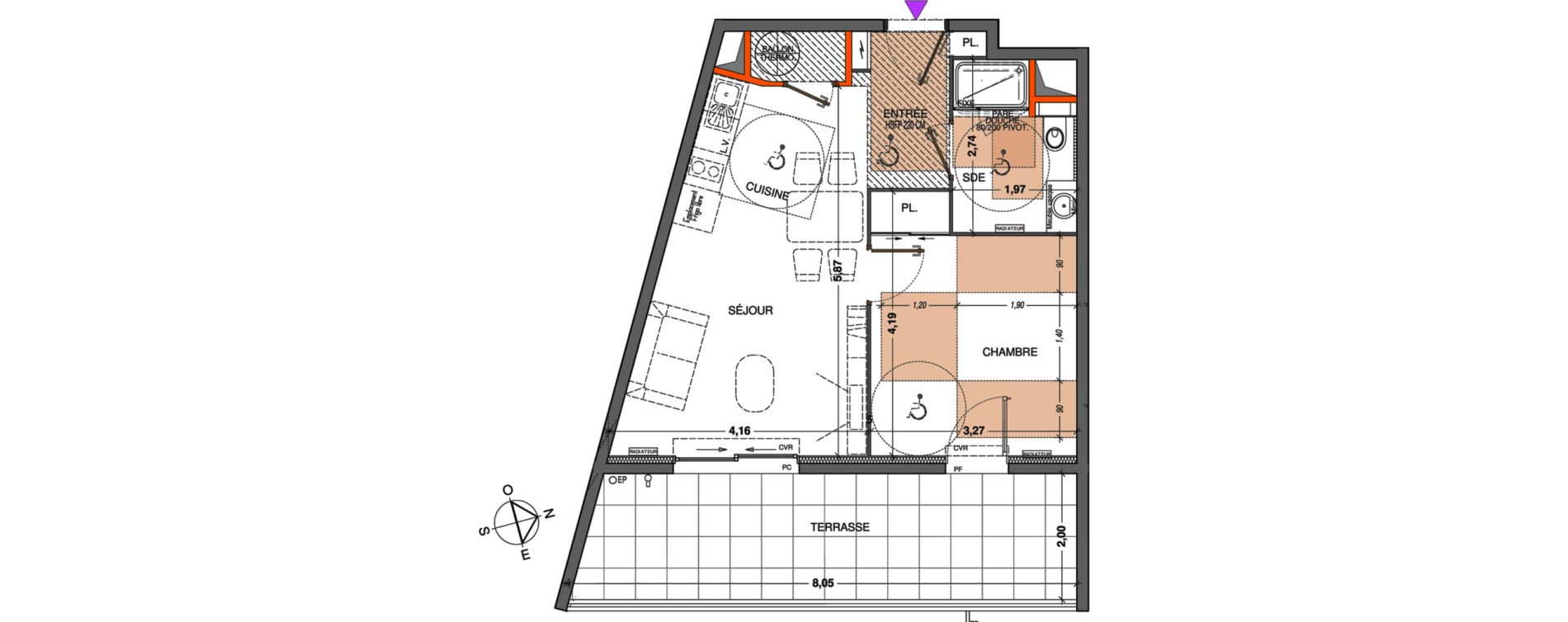 Appartement T2 de 41,20 m2 &agrave; Marseille Mazargues (9eme)