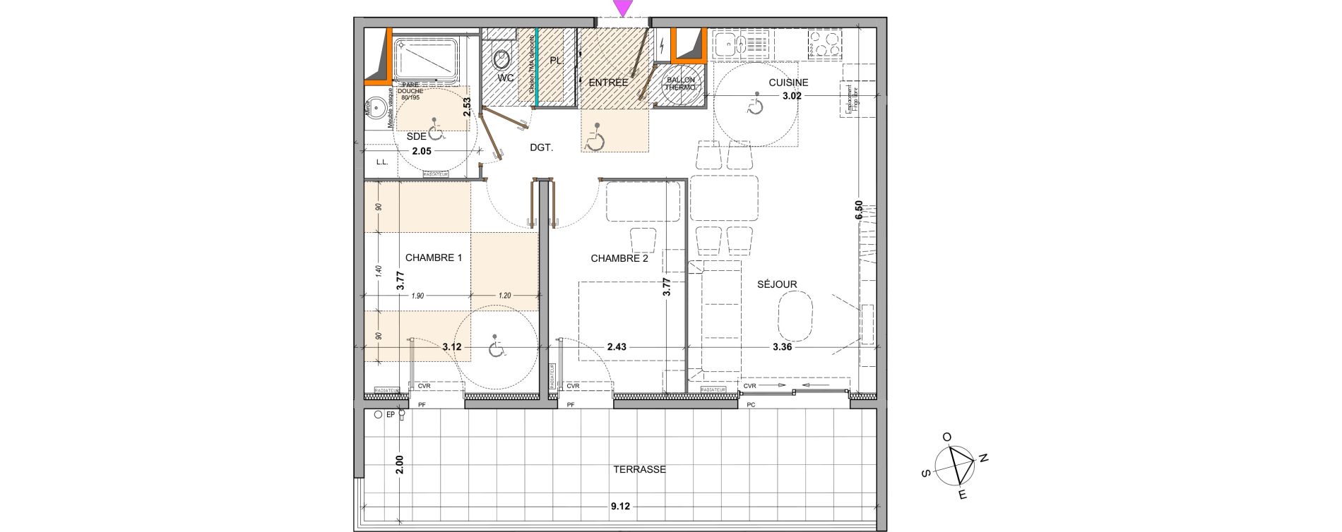 Appartement T3 de 56,50 m2 &agrave; Marseille Mazargues (9eme)