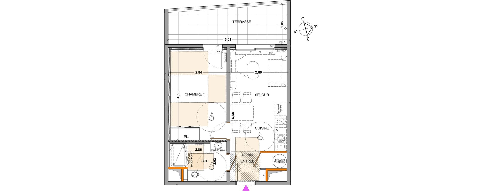 Appartement T2 de 36,22 m2 &agrave; Marseille Mazargues (9eme)