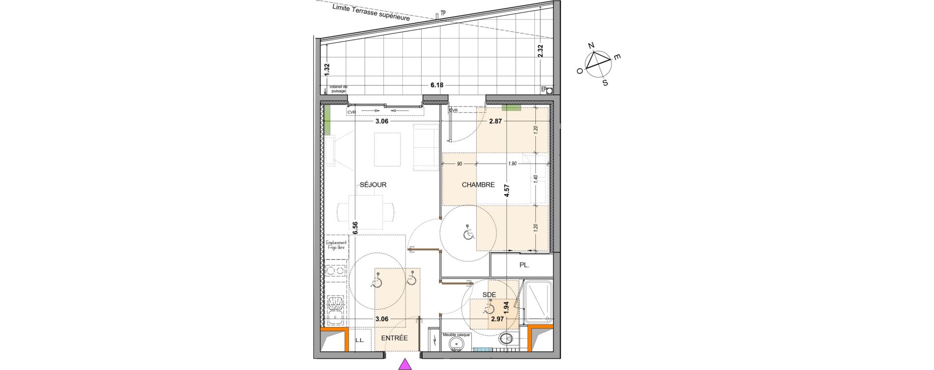 Appartement T2 de 37,78 m2 &agrave; Marseille Valmante-hesperides (9eme)