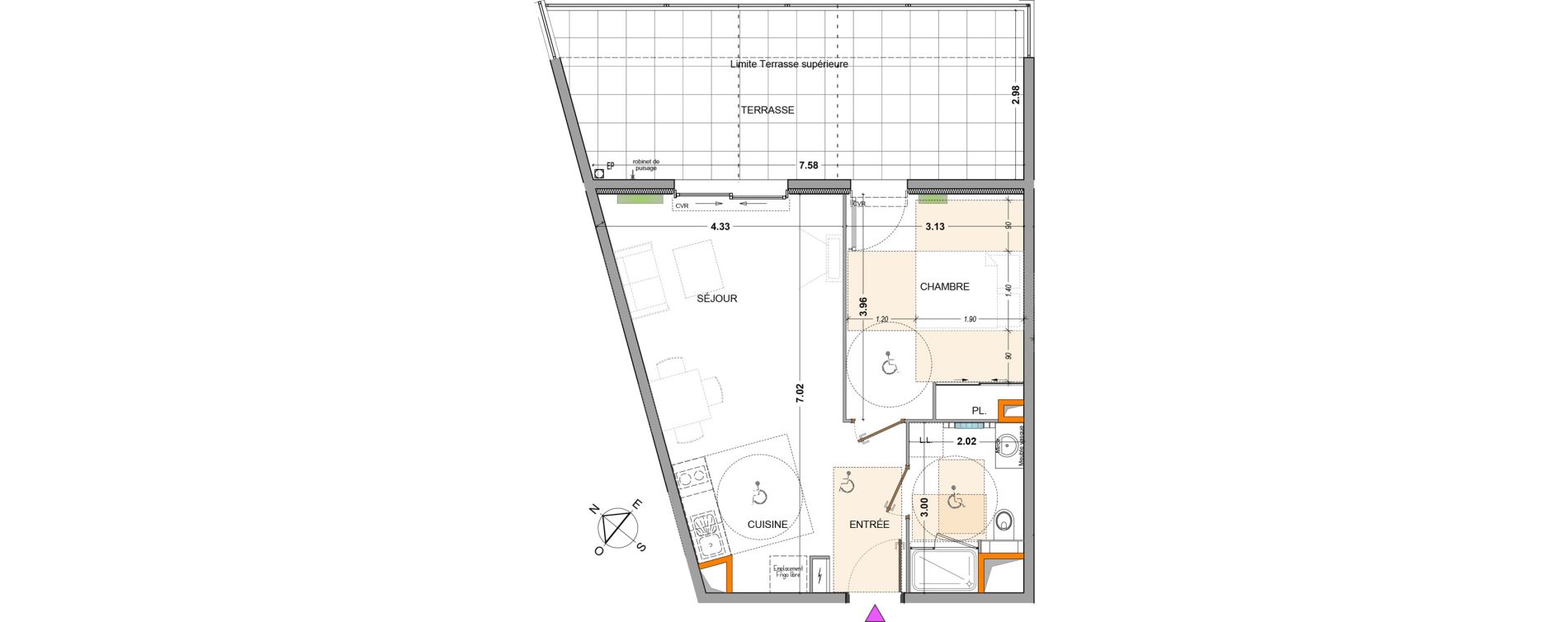 Appartement T2 de 44,10 m2 &agrave; Marseille Valmante-hesperides (9eme)