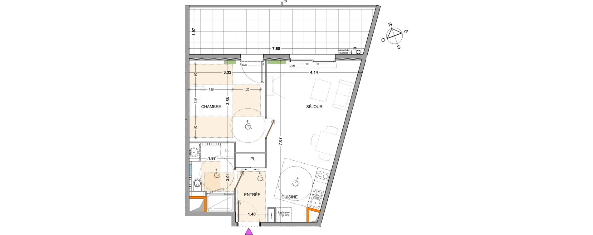 Appartement T2 de 43,68 m2 &agrave; Marseille Valmante-hesperides (9eme)