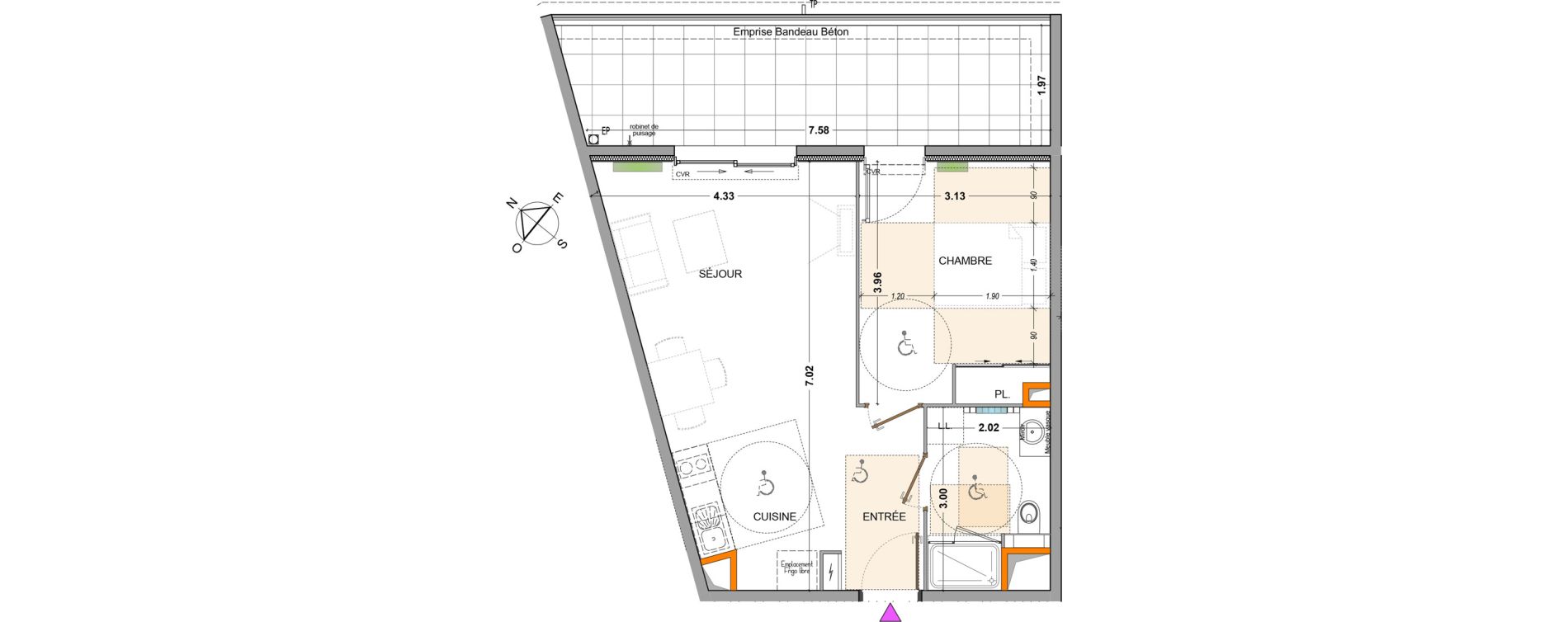Appartement T2 de 44,10 m2 &agrave; Marseille Valmante-hesperides (9eme)