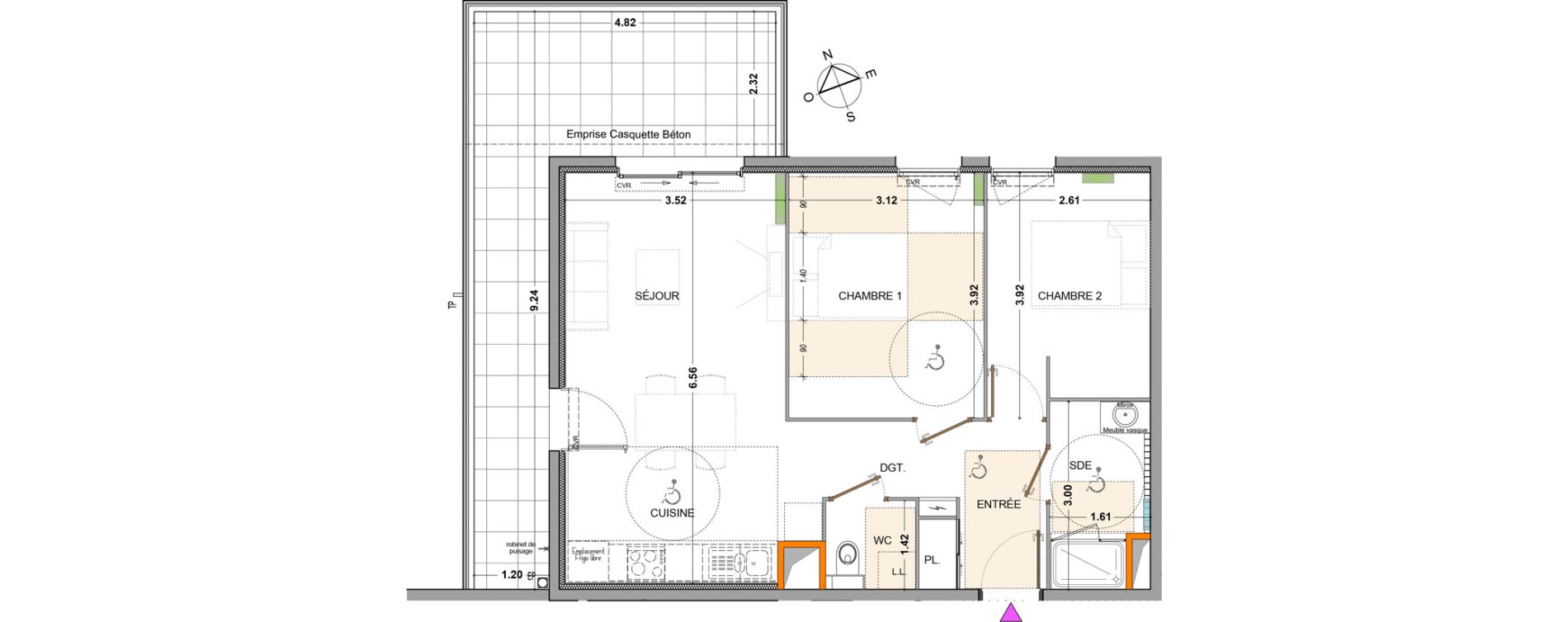 Appartement T3 de 59,58 m2 &agrave; Marseille Valmante-hesperides (9eme)